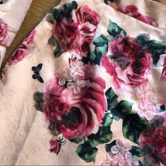 Nwt-l’atiste 3D Rose and Ruffle Bell Sleeve Dress - Picture 3 of 7